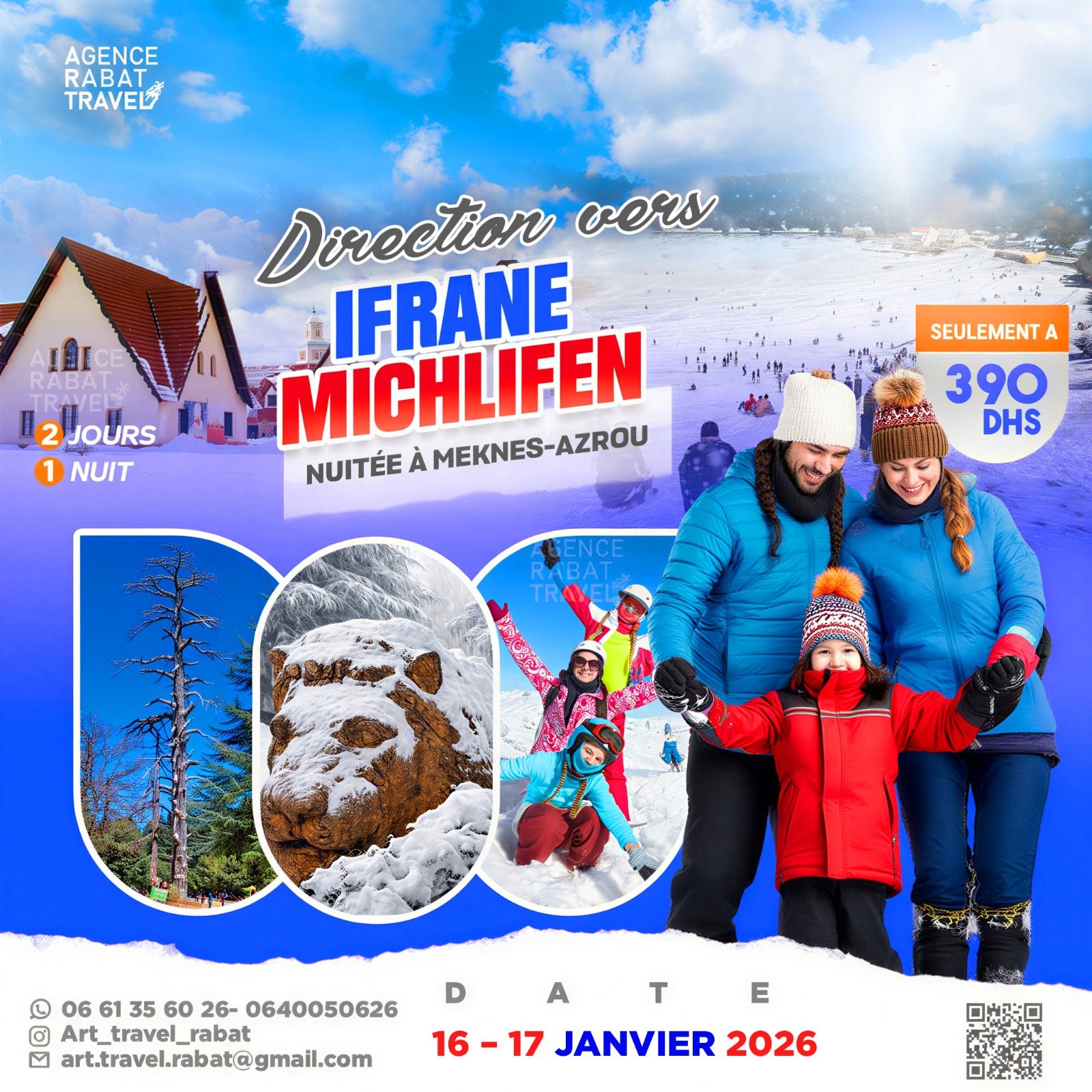 ❄️ Week-end Neige à Ifrane – 2 Jours / 1 Nuit
