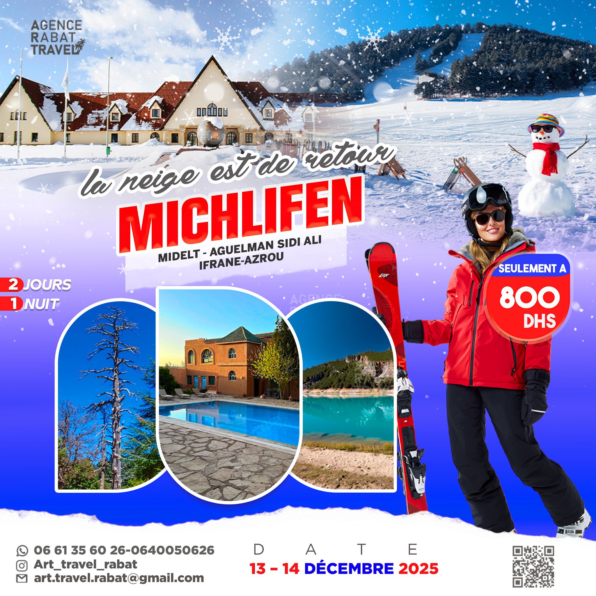 ❄️ Week-end Neige à Michlifen – 2 Jours / 1 Nuit